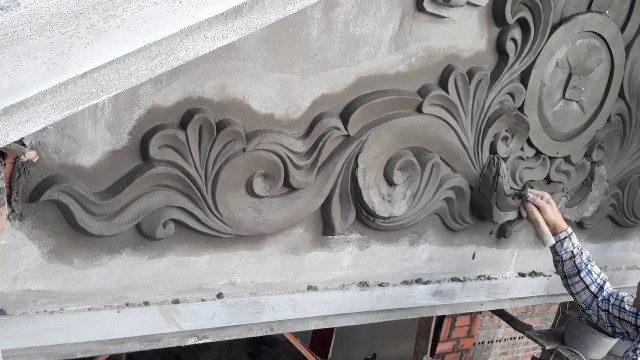 đắp phù điêu hoa văn tại Hà tĩnh