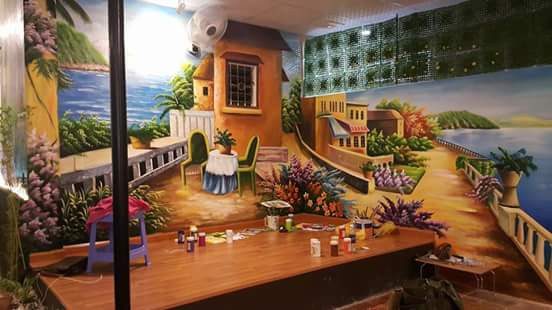 vẽ tranh tường quán cafe tại hà tĩnh