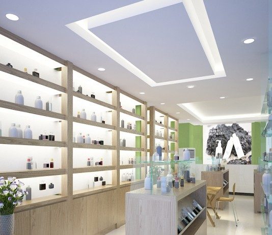 Thi công nội thất cửa hàng mỹ phẩm tại nghệ an