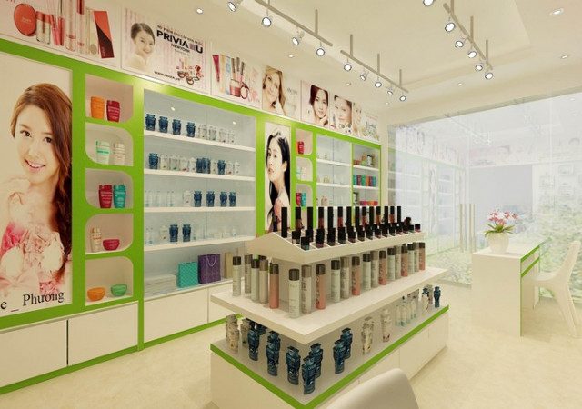 Thi công nội thất cửa hàng mỹ phẩm tại nghệ an