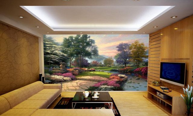 Vẽ tranh tường phòng khách