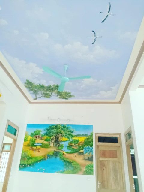 Mẫu vẽ tranh tường trần mây