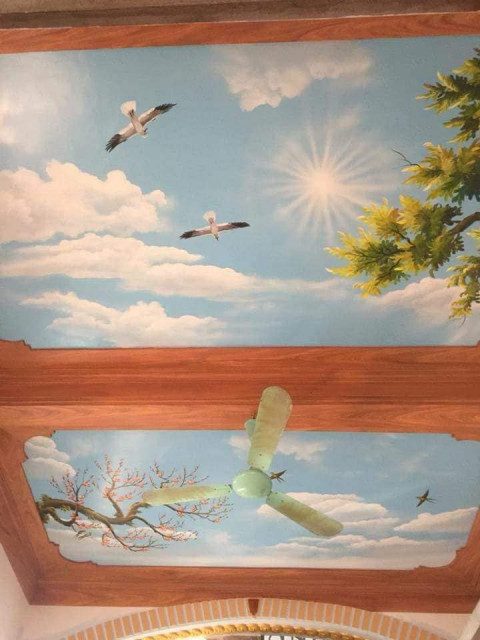 Mẫu vẽ tranh tường trần mây