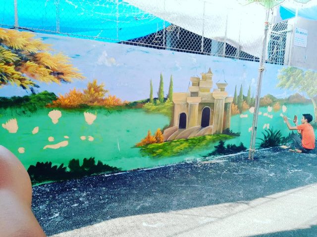vẽ tranh tường ngoài trời phong cảnh