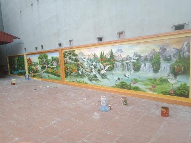 vẽ tranh tường ngoài trời phong cảnh