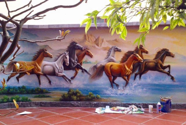 Đắp phù điêu phong cảnh