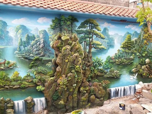 Đắp phù điêu phong cảnh