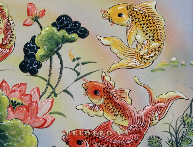 đắp phù điêu hoa sen