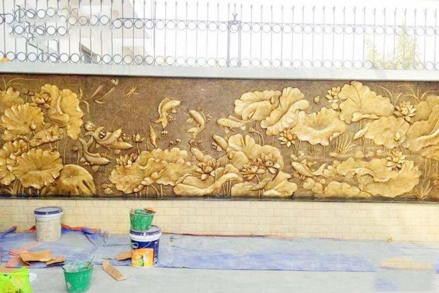 Đắp phù điêu hoa văn xi măng tại Hà Nội