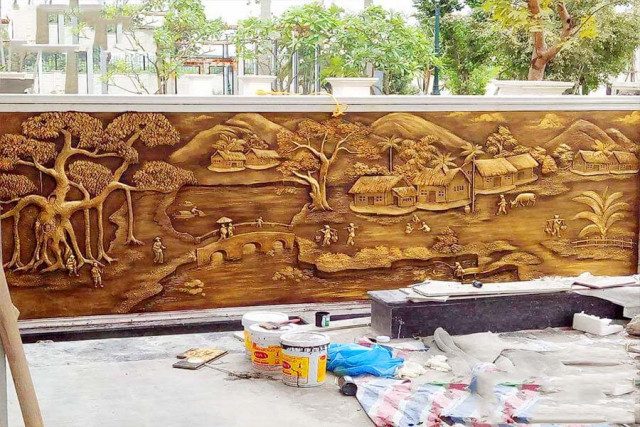 Đắp phù điêu hoa văn xi măng tại Hà Nội
