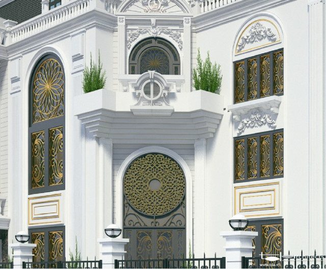 Đắp phù điêu hoa văn trang trí cửa sổ