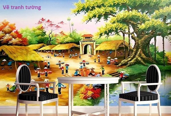 vẽ tranh tường nhà hàng