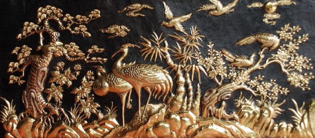 tranh phù điêu đắp nổi bằng xi măng giả đồng