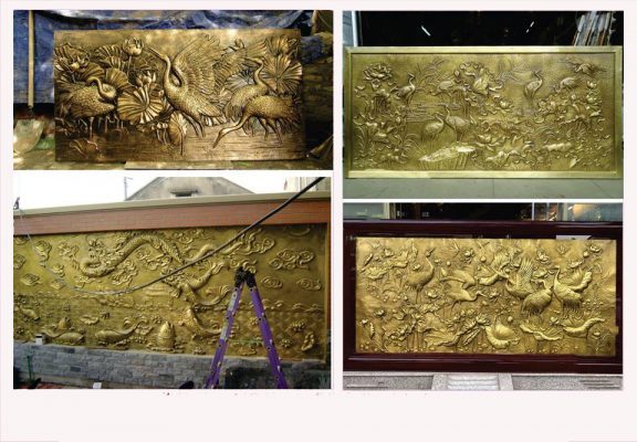tranh phù điêu đắp nổi bằng xi măng giả đồng