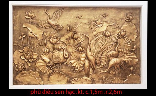 tranh phù điêu đắp nổi bằng xi măng giả đồng