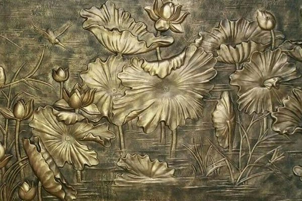 Phù điêu hoa sen | Tranh phù điêu hoa sen đắp nổi đẹp