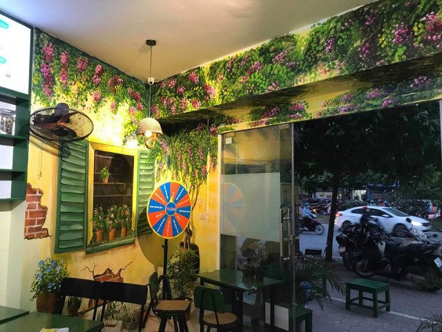 Vẽ tranh tường quán cafe đẹp