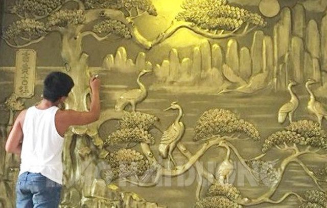 Đắp tranh phù điêu trang trí phòng khách đẹp