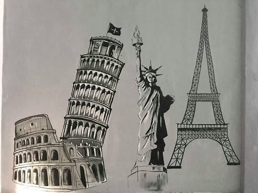 Các mẫu vẽ tranh tường đen trắng đẹp đơn giản