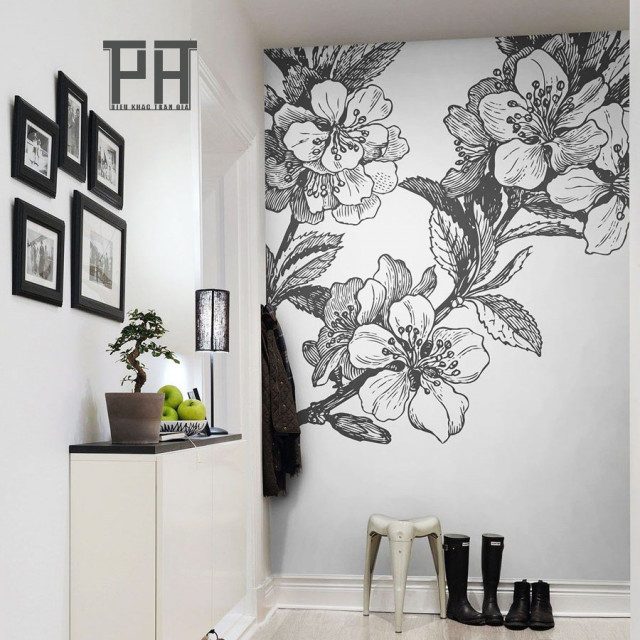 Các mẫu vẽ tranh tường đen trắng đẹp đơn giản