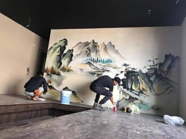 Các mẫu vẽ tranh tường đen trắng đẹp đơn giản