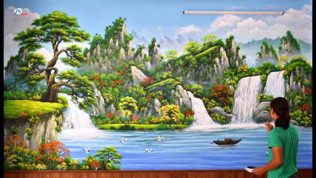 các mẫu tranh vẽ tường phong cảnh đẹp