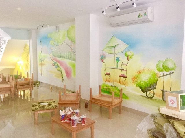Vẽ tranh tường quán trà sữa đẹp thiết kế riêng