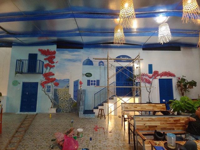Vẽ tranh tường quán trà sữa đẹp thiết kế riêng