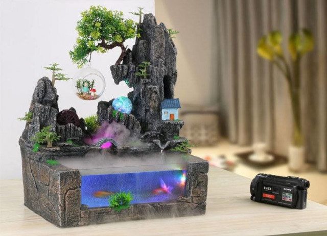 hòn non bộ mini nuôi cá để bàn đẹp