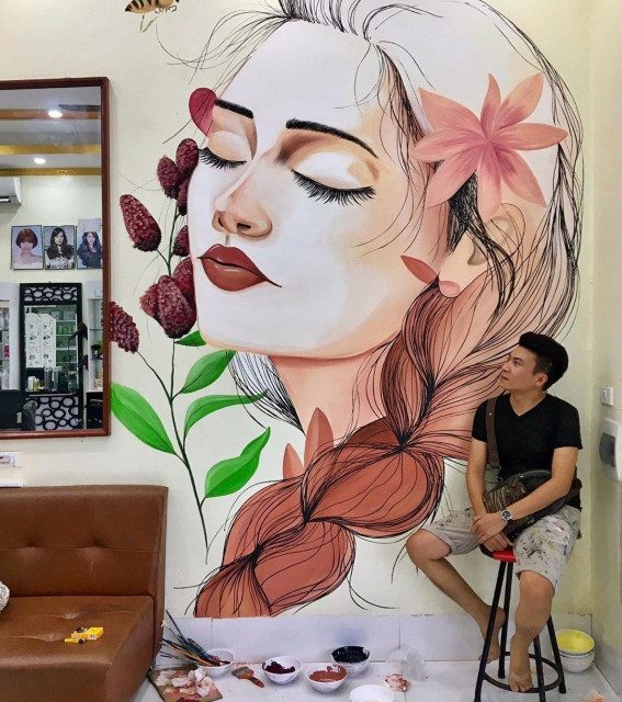 Thợ vẽ tranh tường spa, nail, thẩm mỹ viện giá 200k/m2