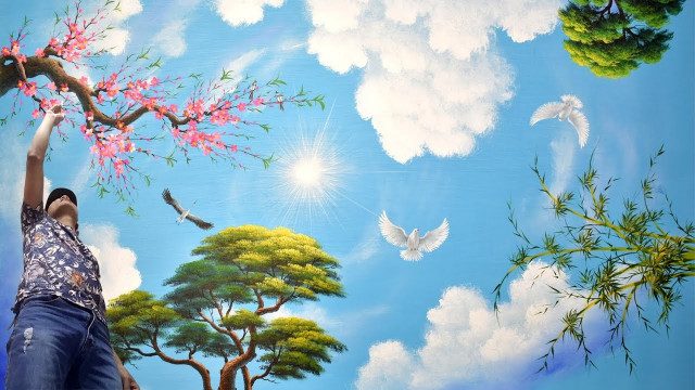 53+ Mẫu vẽ trần mây | Báo giá vẽ tranh tường trần mây 3D
