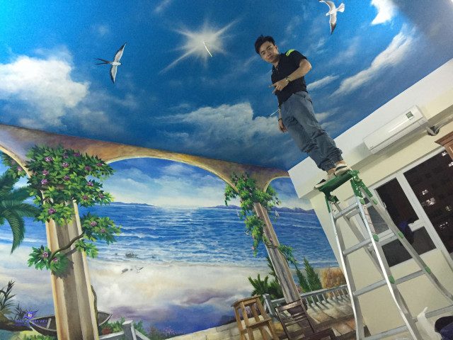 53+ Mẫu vẽ trần mây | Báo giá vẽ tranh tường trần mây 3D