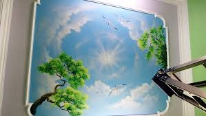 53+ Mẫu vẽ trần mây | Báo giá vẽ tranh tường trần mây 3D