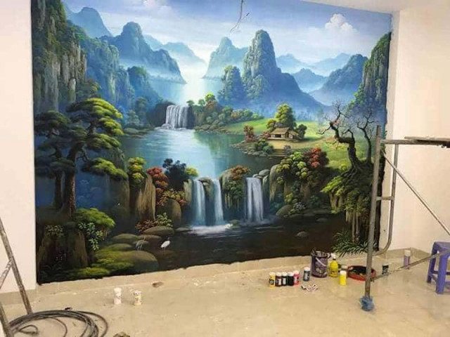 #50 mẫu vẽ tranh tường 3D phòng khách đẹp sang trọng