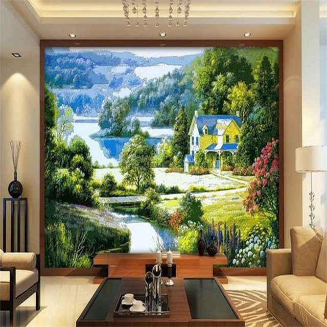 mẫu vẽ tranh tường 3d phòng khách