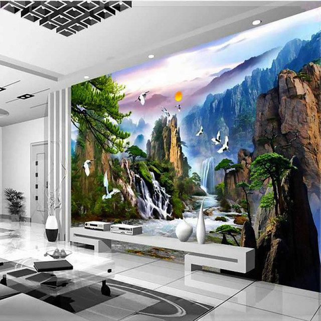 mẫu vẽ tranh tường 3d phòng khách