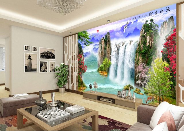 mẫu vẽ tranh tường 3d phòng khách