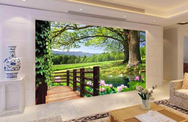 mẫu vẽ tranh tường 3d phòng khách
