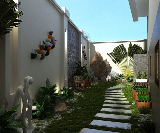 Thiết kế thi công tiểu cảnh lối đi sân vườn tại Nghệ An Hà Tĩnh